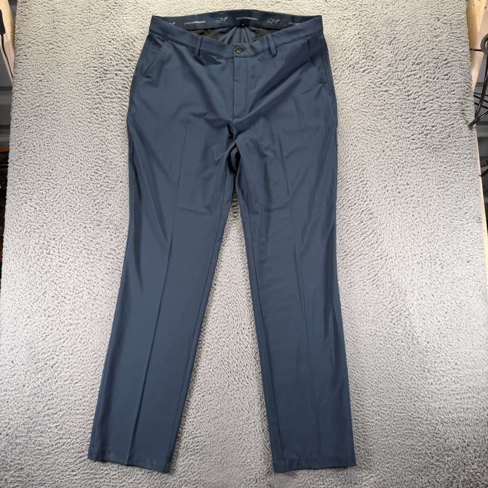 Greg Norman ML75 MicroLux Pant Mens 38x34 Blue Polyester Golf Straight Stretch